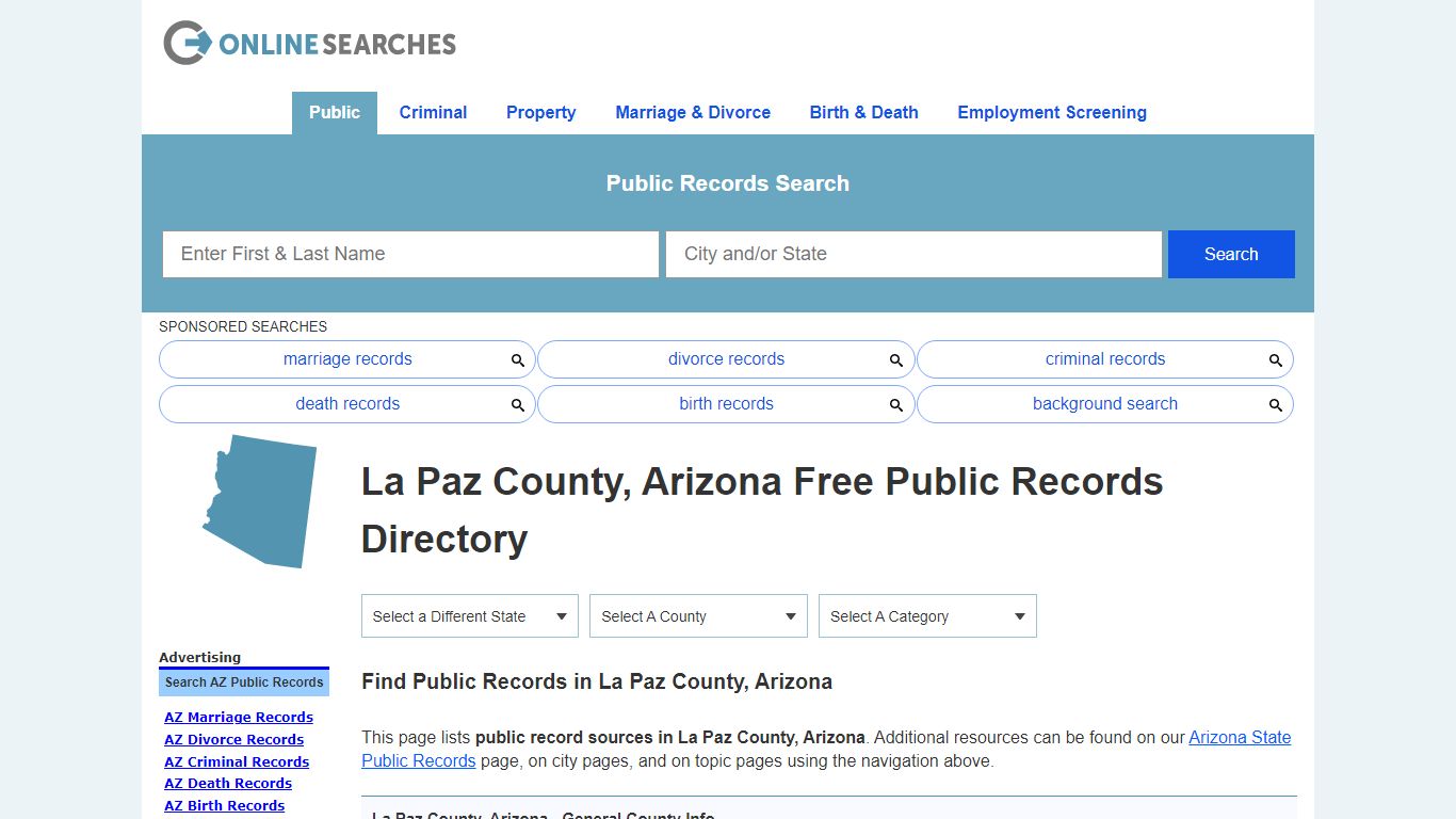 La Paz County, Arizona Public Records Directory - OnlineSearches.com