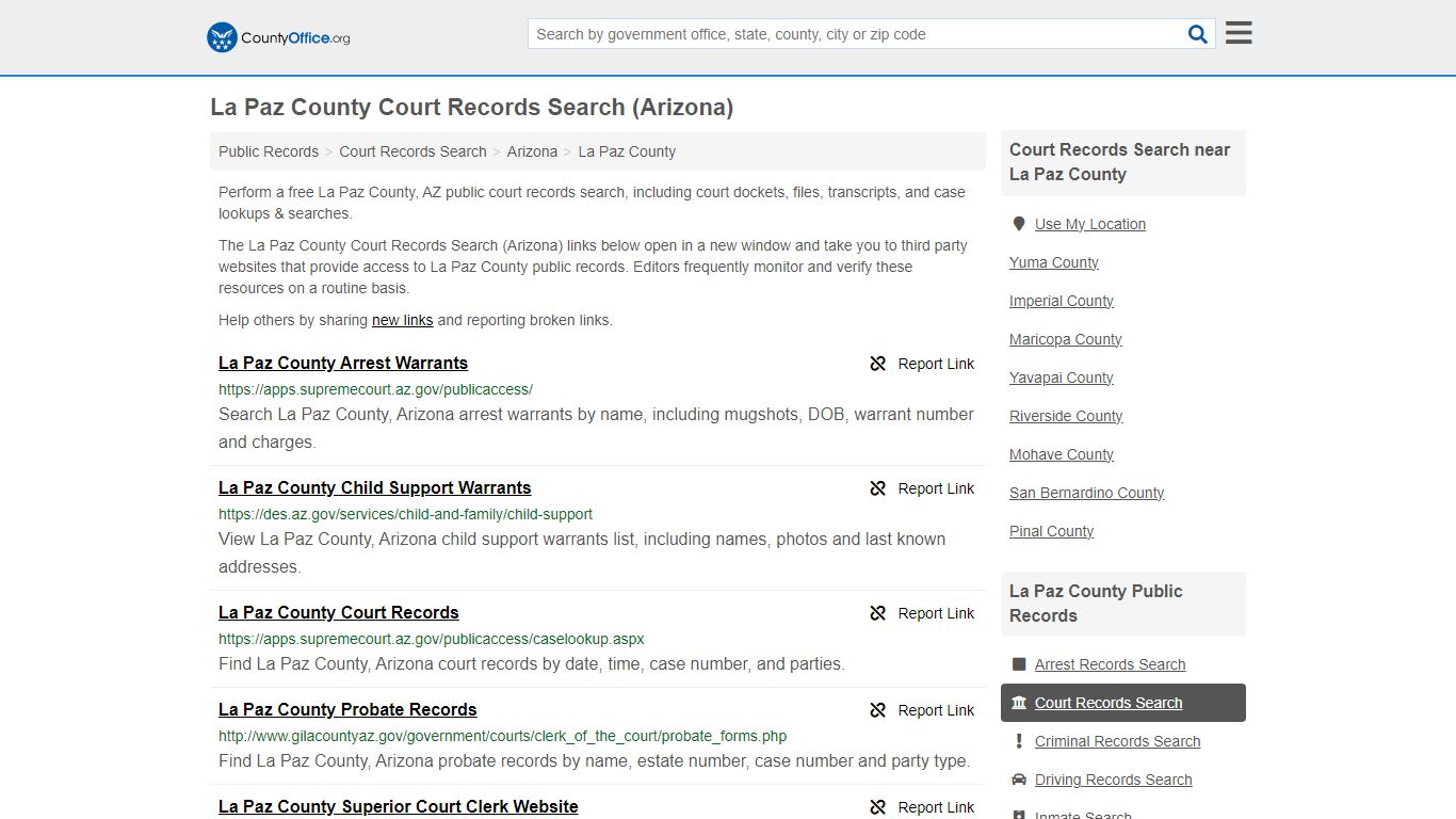 La Paz County Court Records Search (Arizona) - County Office